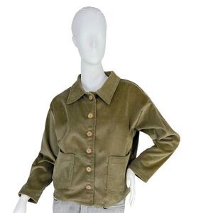 Past Life The Collective Denver Colorado Lucy Corduroy Cropped Olive Jacket  XS